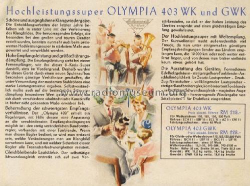 Olympia 403GWK; Sachsenwerk bis 1945 (ID = 1275261) Radio