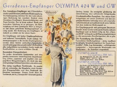 Olympia 404W; Sachsenwerk bis 1945 (ID = 1275267) Radio