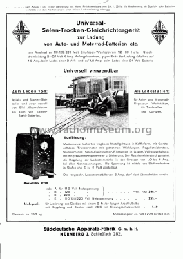 UniversalTrocken Gleichrichter 9270; SAF Süddeutsche (ID = 537438) Strom-V