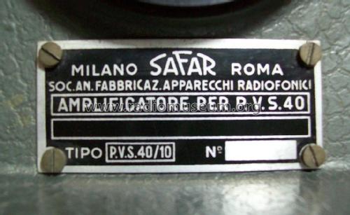 Amplificatore P.V.S.40/10; SAFAR Società (ID = 1764555) Ampl/Mixer