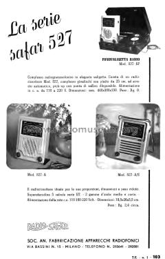 Fonovaligetta 527 RF; SAFAR Società (ID = 2664548) Radio