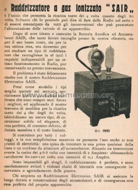 Raddrizzatore a Gas Ionizzato Art. 0950; SAIR - SIR; Torino (ID = 2952354) Power-S