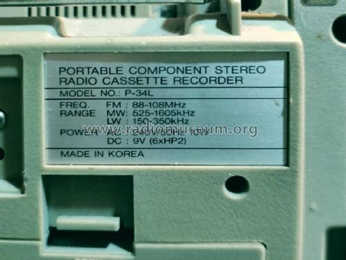 Portable Component Stereo Radio Cassette Recorder P-34L; Samsung Co.; Daegu (ID = 2829132) Radio