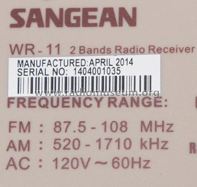 2 Bands Radio Receiver WR-11; Sangean; Chung Ho (ID = 2286161) Radio