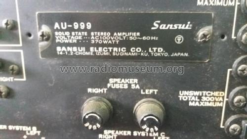 Solid-State Stereophonic Amplifier AU-999; Sansui Electric Co., (ID = 2144263) Ampl/Mixer