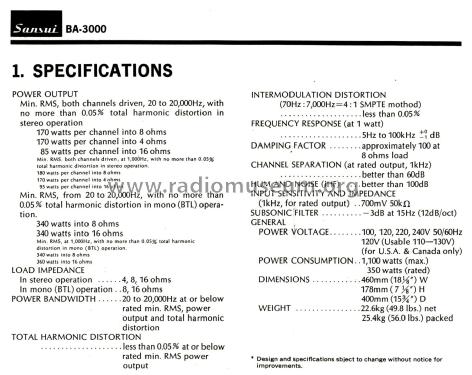 Definition BA3000; Sansui Electric Co., (ID = 1983081) Ampl/Mixer