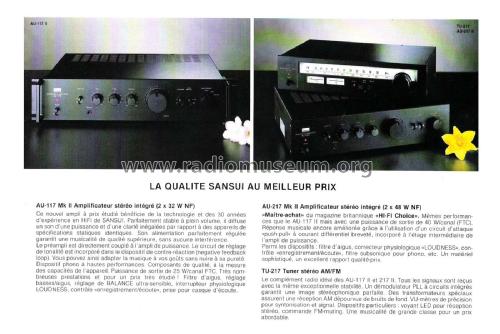 Integrated Amplifier AU-117; Sansui Electric Co., (ID = 2030540) Ampl/Mixer