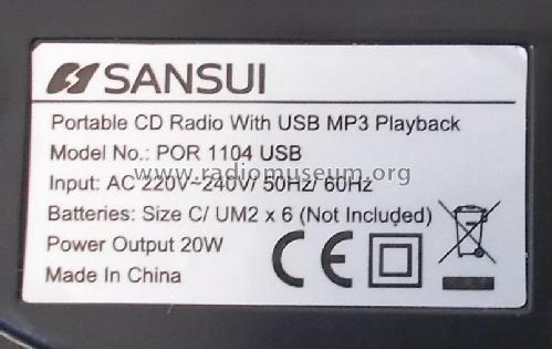 Portable CD Player With USB MP3 Playback POR 1104 USB; Sansui Electric Co., (ID = 2808997) R-Player