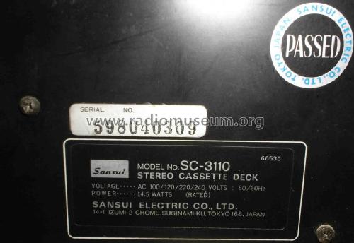 SC-3110; Sansui Electric Co., (ID = 1092622) Sonido-V