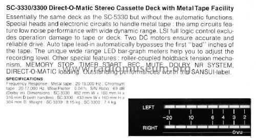 Stereo Cassette Deck SC-3330; Sansui Electric Co., (ID = 1753093) R-Player