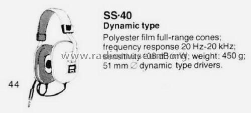 Stereo Dynamic Headphone SS-40; Sansui Electric Co., (ID = 1753298) Speaker-P