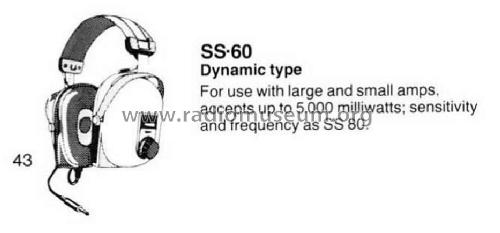 Stereo Dynamic Headphone SS-60; Sansui Electric Co., (ID = 1753297) Lautspr.-K