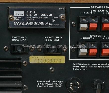 Stereo Receiver 7010; Sansui Electric Co., (ID = 3113587) Radio