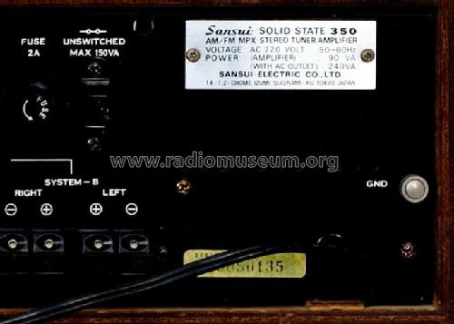 Stereo Tuner Amplifier Solid State 350; Sansui Electric Co., (ID = 3113492) Radio