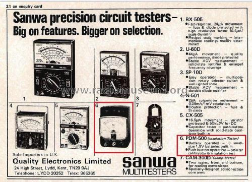 Insulation Tester PDM-500; Sanwa Electric (ID = 3019760) Equipment