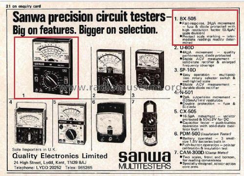 Analog Multimeter BX-505; Sanwa Electric (ID = 3019758) Equipment