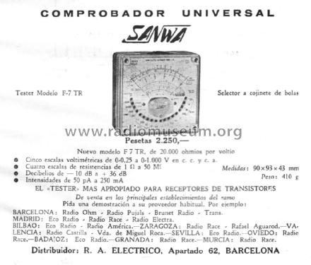 Taschen-Vielfachmeßinstrument F-7TR; Sanwa Electric (ID = 2464597) Equipment