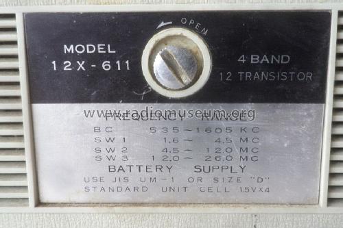 4 Band 12 Transistor 12X-611; Sanyo Electric Co. (ID = 1713620) Radio