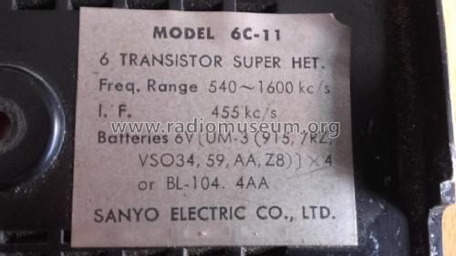 6 Transistor Super Het 6 C-11; Sanyo Electric Co. (ID = 2105723) Radio