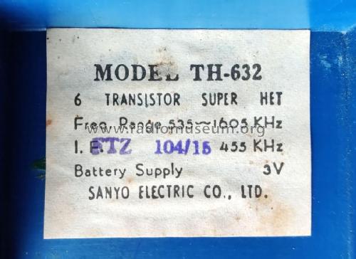 6 Transistor TH-632; Sanyo Electric Co. (ID = 2934233) Radio