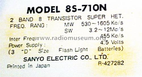 8S-710N ; Sanyo Electric Co. (ID = 1526437) Radio