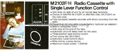 AM/SW1/SW2 Radio Cassette Recorder M-2102H; Sanyo Electric Co. (ID = 1488634) Radio