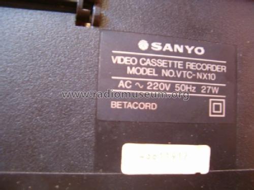 Betacord Video Cassette Recorder VTC-NX10; Sanyo Electric Co. (ID = 1351524) R-Player