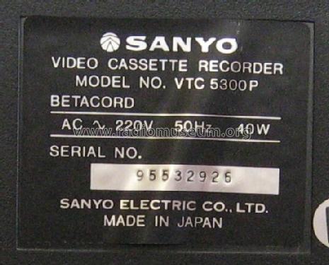 Betacord Video Cassette Recorder VTC 5300P; Sanyo Electric Co. (ID = 600913) Reg-Riprod