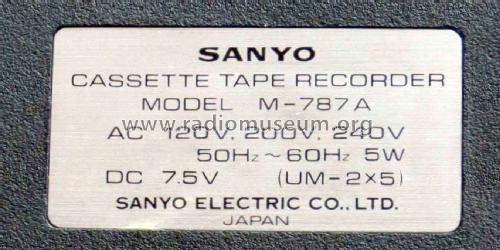 Cassette Recorder M-787A; Sanyo Electric Co. (ID = 2074100) R-Player