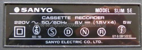 Cassette Recorder SLIM 5E; Sanyo Electric Co. (ID = 2040218) R-Player