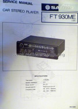 Cassette Car Stereo FT 930ME ; Sanyo Electric Co. (ID = 2820838) Car Radio