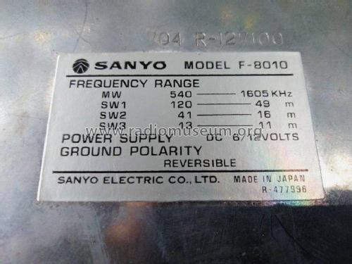 F-8010; Sanyo Electric Co. (ID = 2441713) Car Radio