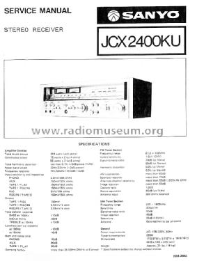 FM/AM Stereo Receiver JCX 2400KU; Sanyo Electric Co. (ID = 1403158) Radio