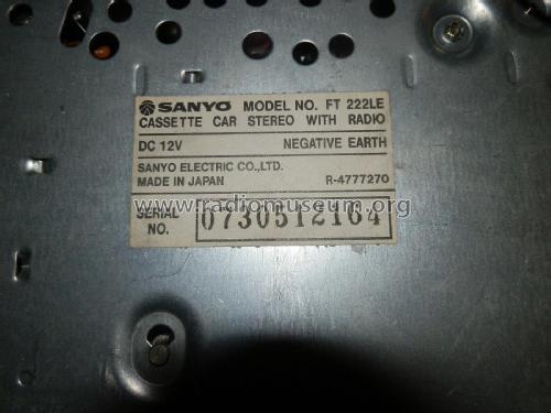 FM/MW/LW Cassette Car Stereo FT 222LE; Sanyo Electric Co. (ID = 2886773) Car Radio