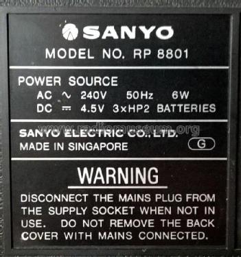 FM/SW/MW/LW 4 Band Receiver RP 8801; Sanyo Electric Co. (ID = 2917894) Radio