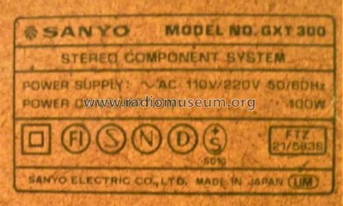 Stereo Component System GXT300; Sanyo Electric Co. (ID = 2586150) Radio