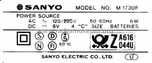 M1730F; Sanyo Electric Co. (ID = 1684200) Radio