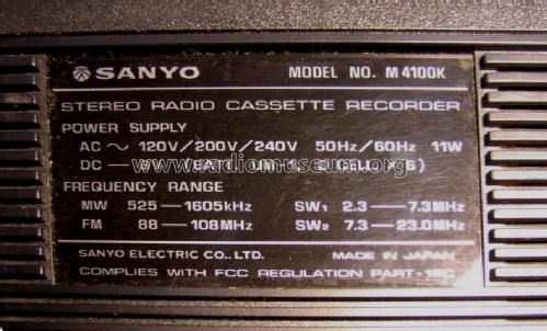 M4100K; Sanyo Electric Co. (ID = 641743) Radio