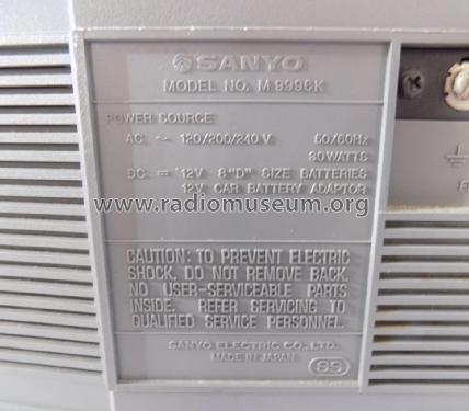 AM/FM Stereo Cassette Recorder M9996K; Sanyo Electric Co. (ID = 1968390) Radio