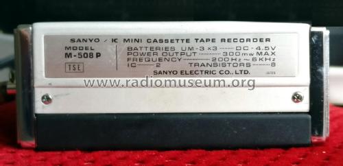 IC Mini Cassette Tape Recorder M-508P; Sanyo Electric Co. (ID = 2415742) Reg-Riprod