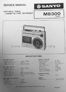 Portable Radio / Cassette Tape Recorder M8300; Sanyo Electric Co. (ID = 1723848) Radio