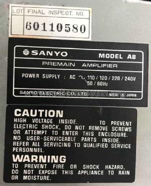 Premain Amplifier A8; Sanyo Electric Co. (ID = 2705643) Ampl/Mixer