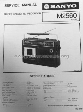 Radio Cassette Recorder M2560; Sanyo Electric Co. (ID = 1719163) Radio