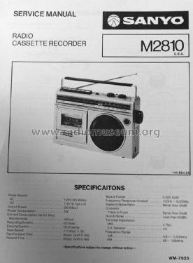 Radio Cassette Recorder M2810; Sanyo Electric Co. (ID = 1719220) Radio