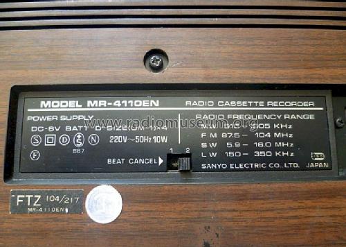 Radio Cassette Recorder MR-4110EN; Sanyo Electric Co. (ID = 1335453) Radio