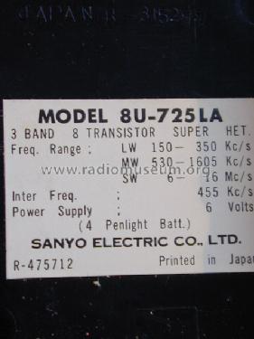 Solid State 8 8U725LA; Sanyo Electric Co. (ID = 483445) Radio