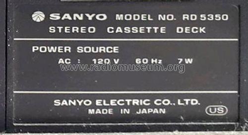 Stereo Cassette Deck RD-5350; Sanyo Electric Co. (ID = 2975491) R-Player