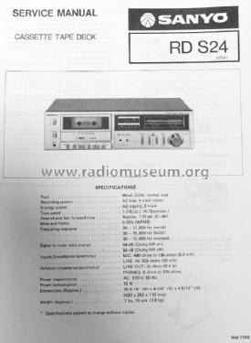 Stereo Cassette Deck RD S24; Sanyo Electric Co. (ID = 1692104) R-Player