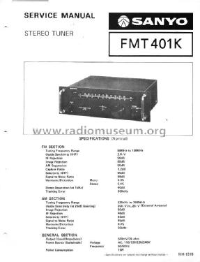 Stereo Tuner FMT 401K; Sanyo Electric Co. (ID = 2050447) Radio