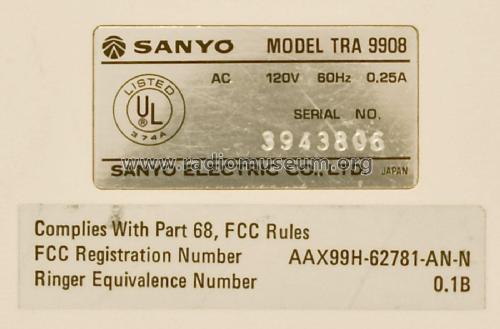 Telephone Answering System TRA 9908; Sanyo Electric Co. (ID = 2086890) Sonido-V